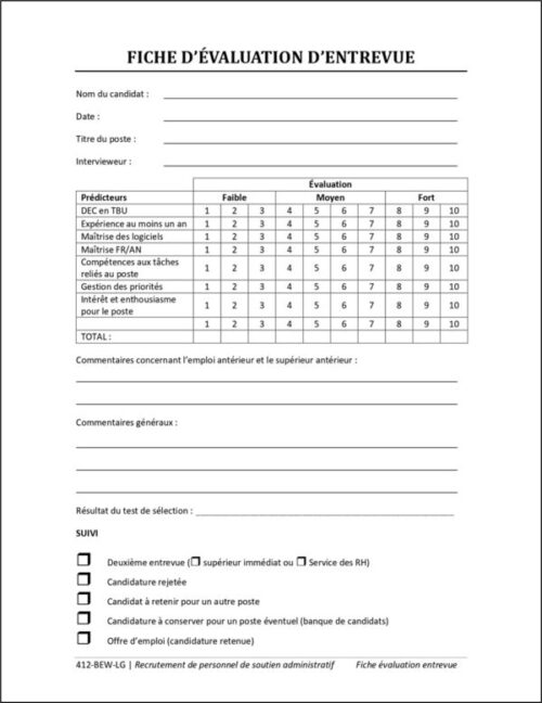 Fiche d'évaluation